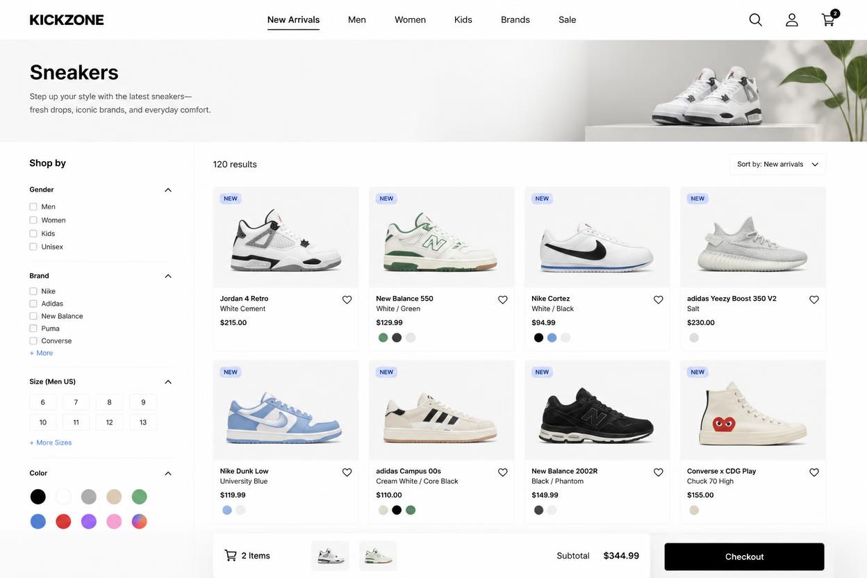 Portfolio — KickZone Shopify store