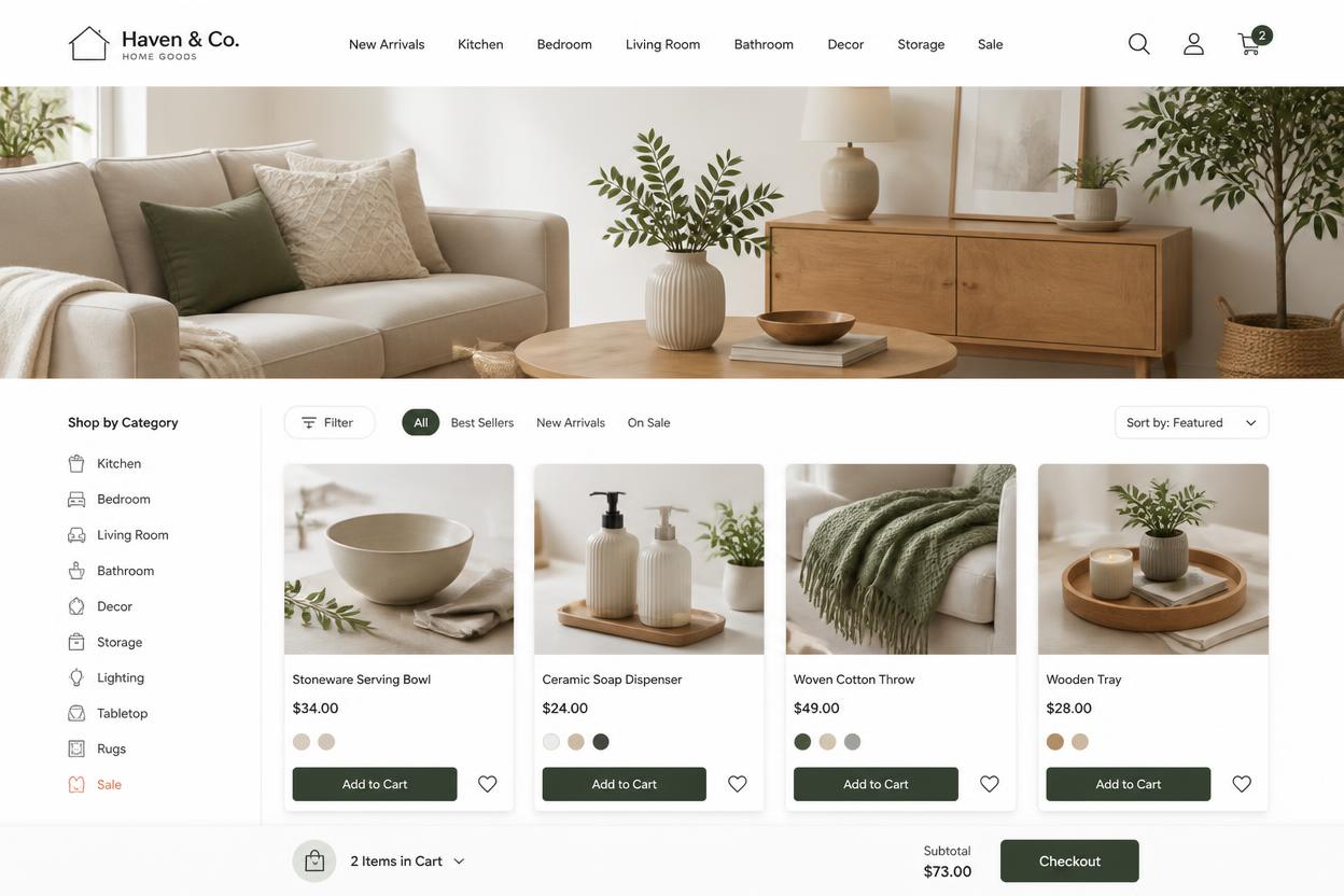 Portfolio — Haven & Co. Shopify store