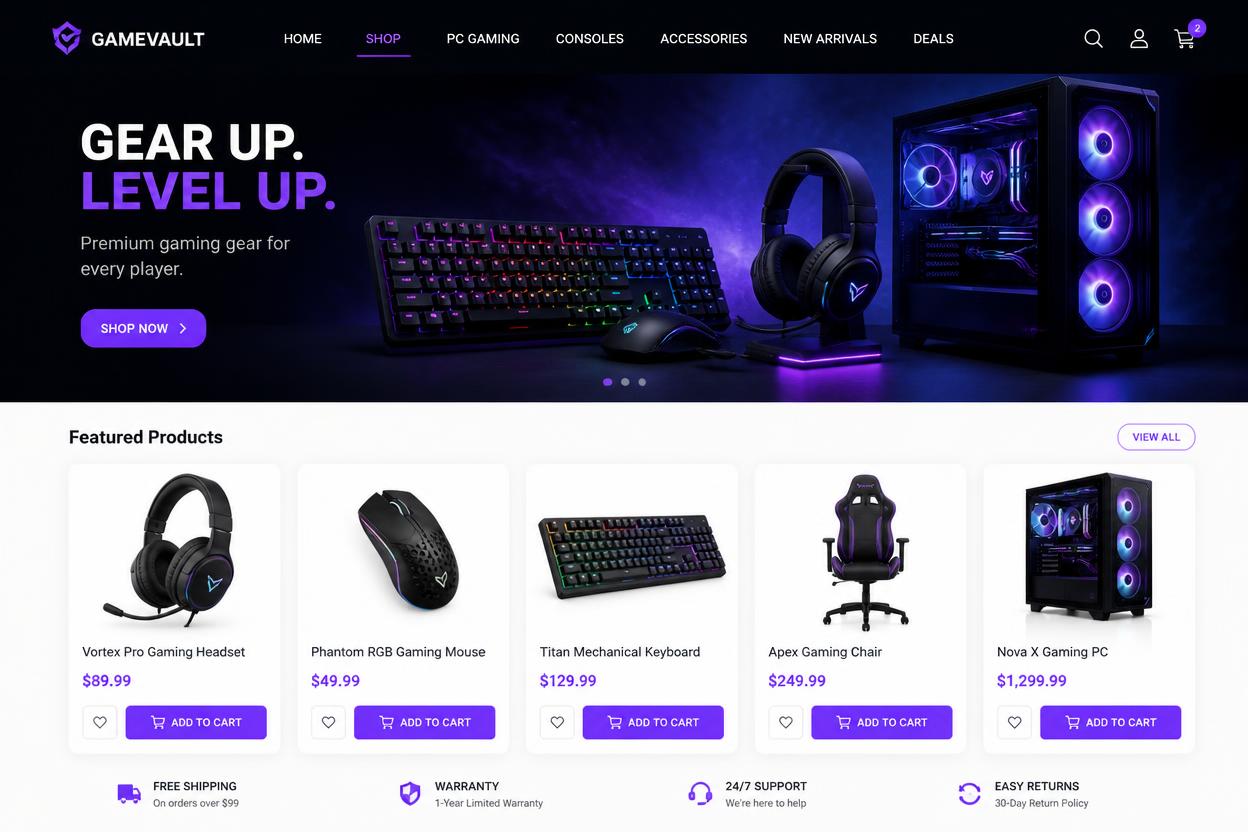 Portfolio — GameVault Shopify store