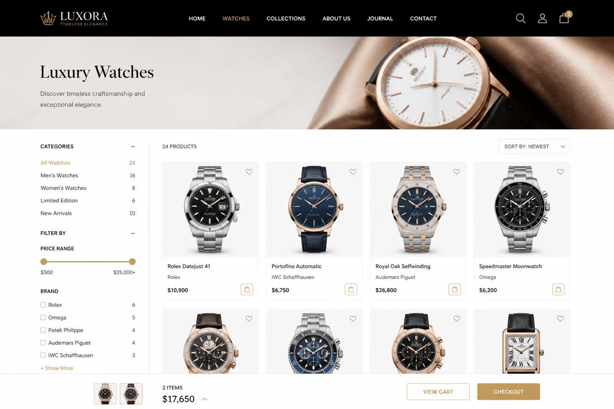 Portfolio — Luxora Shopify store