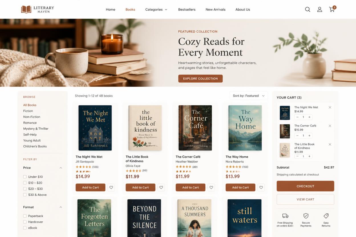 Portfolio — Literary Haven Shopify store